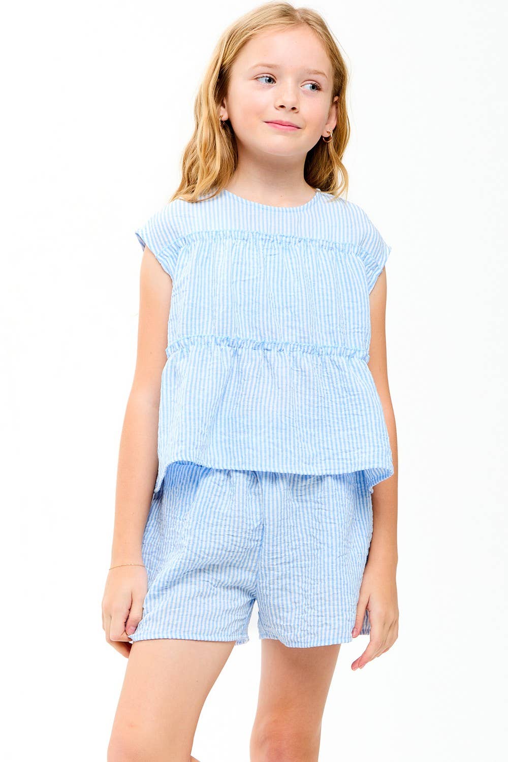 Good Girl - Double Waist Band Striped Gauze Shorts