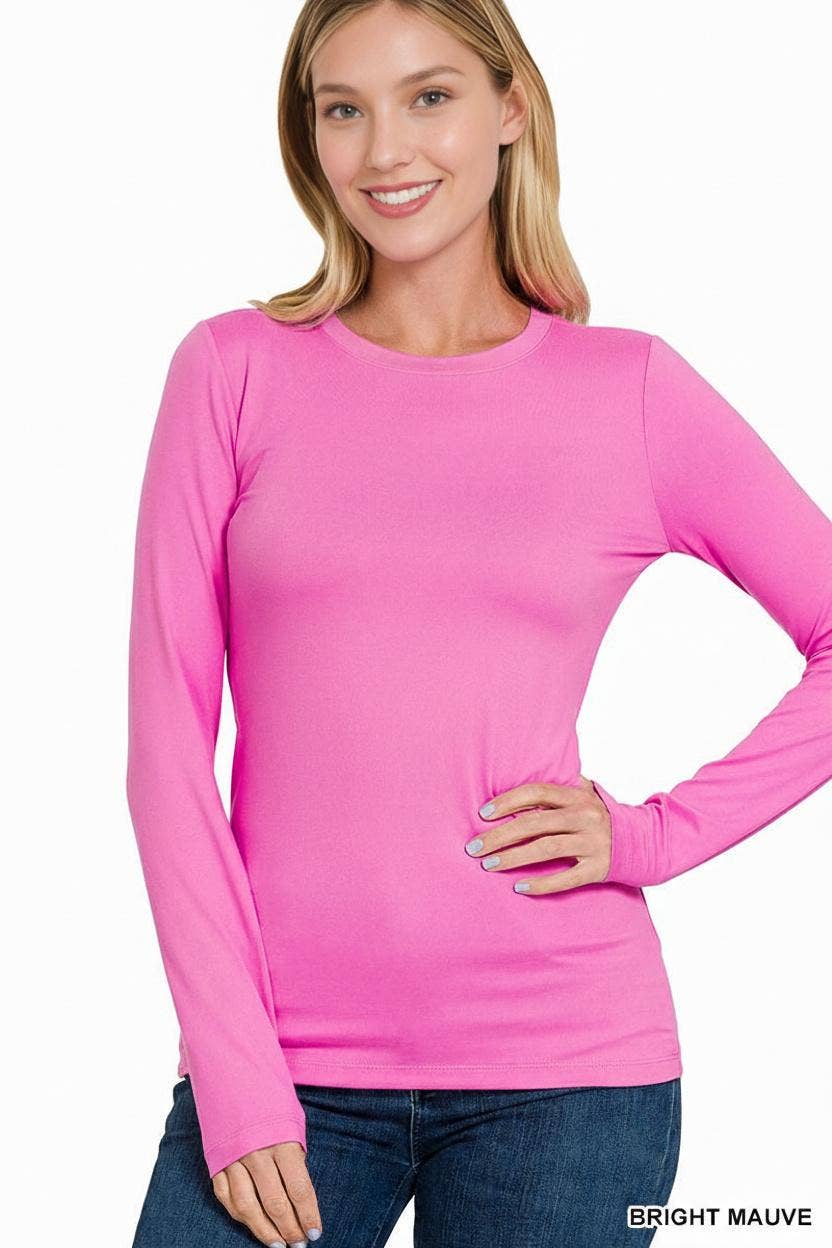 42POPS - `Microfiber Long Sleeve Tee Zenana