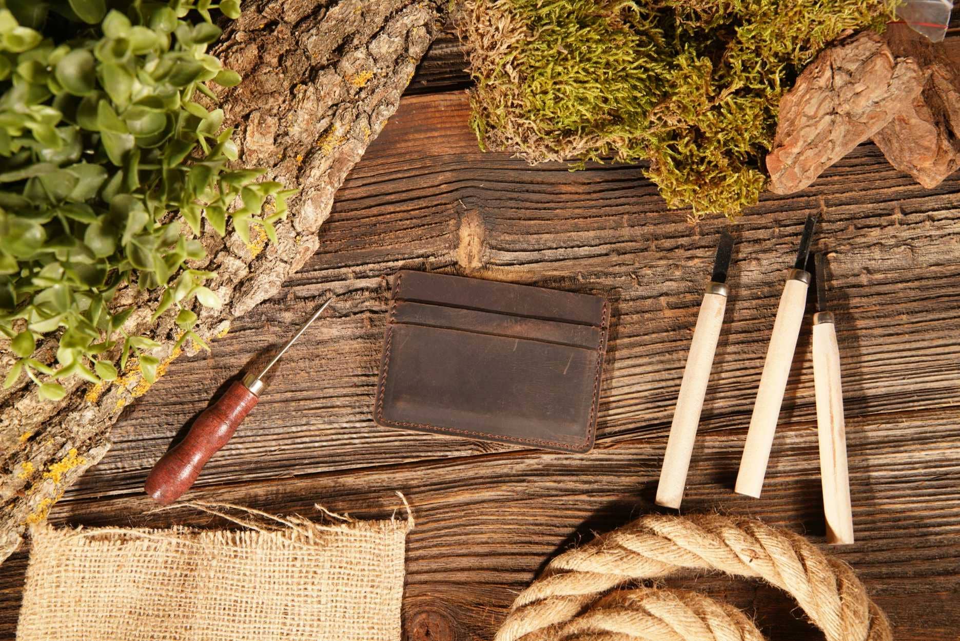 American Leather Goods - Leather Card Holder Wallet, Handmade Wallet for Men