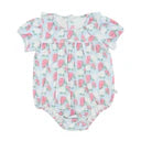 Baby onesie with floral pattern on a white background