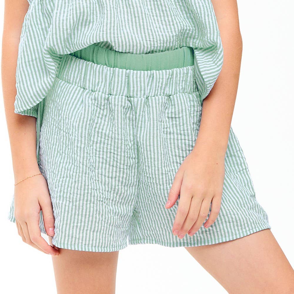 Good Girl - Double Waist Band Striped Gauze Shorts