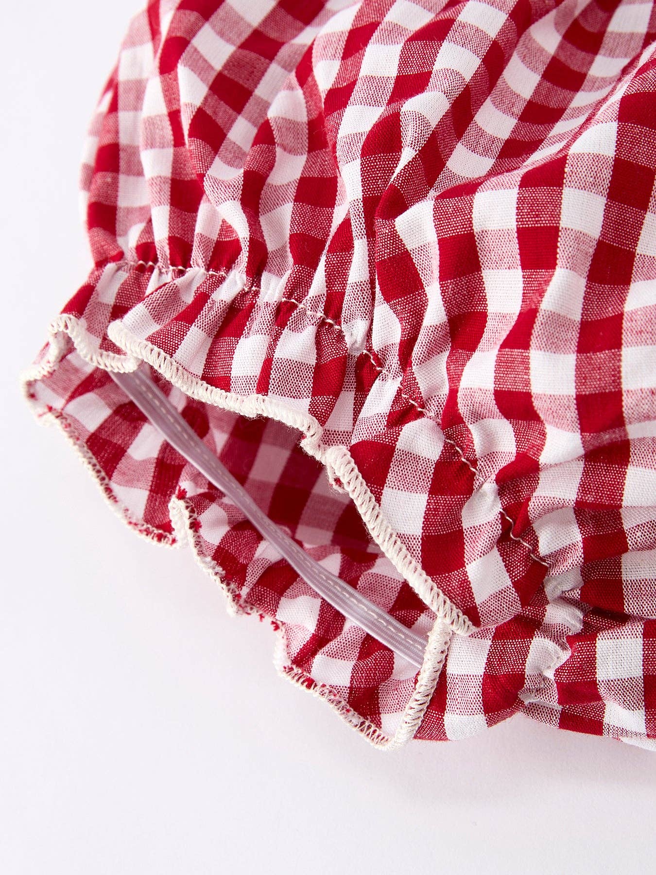 Rylee Faith Designs - Christmas Tree Embroidery Red Gingham Long Sleeve Baby Girl Bloomers Set