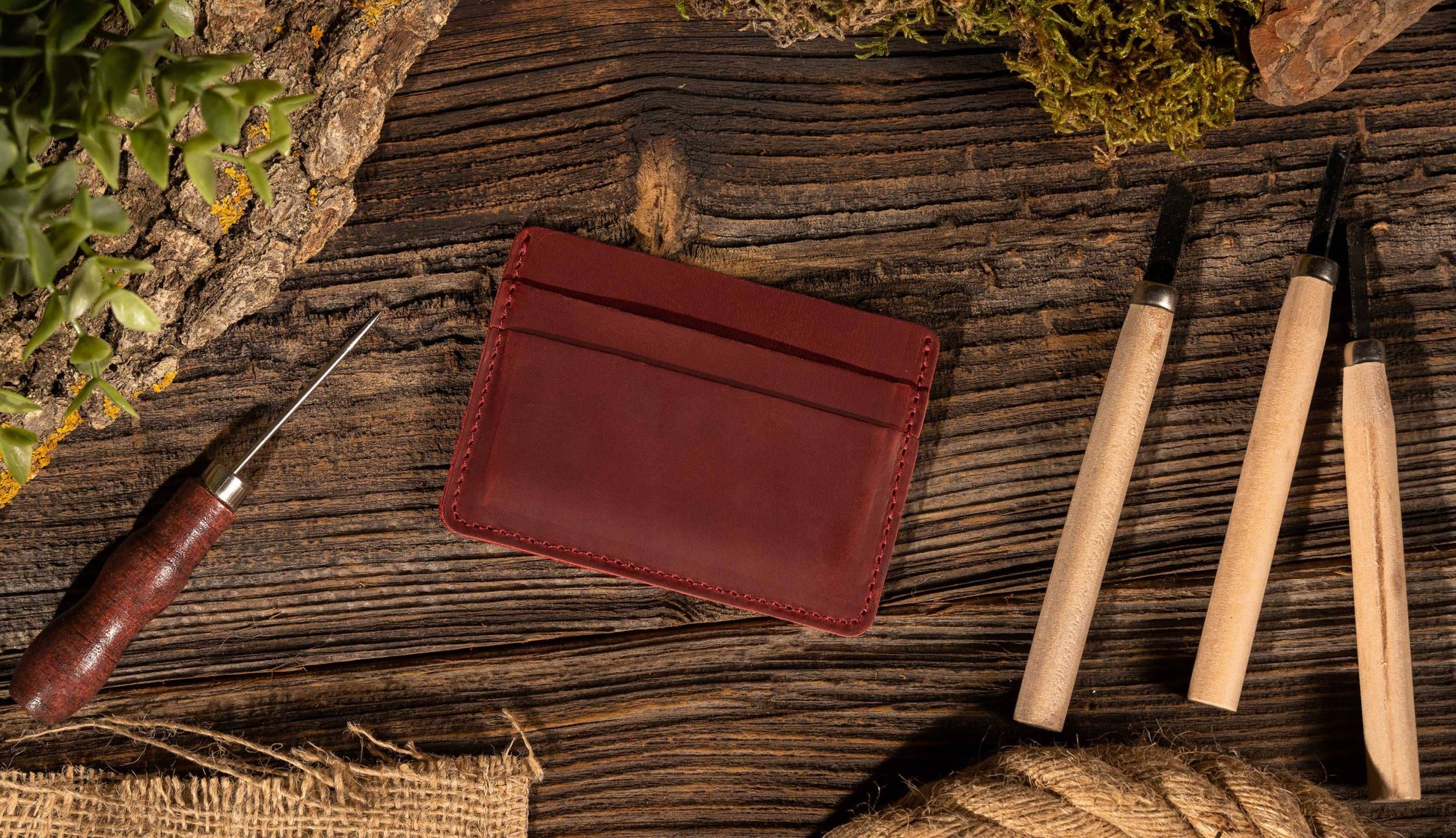 American Leather Goods - Leather Card Holder Wallet, Handmade Wallet for Men