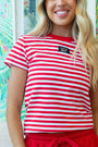 Girlie Girl Originals - LM-STRIPE BABY DOLL TOP SS-RED