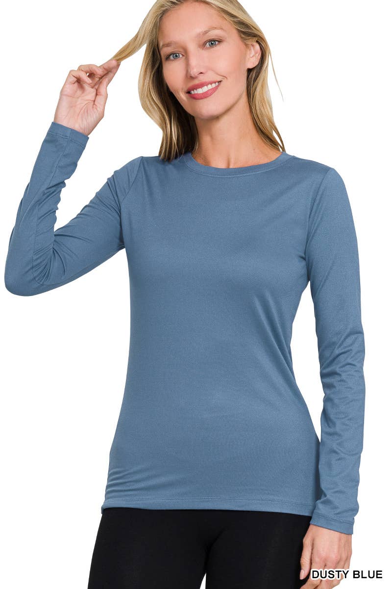 42POPS - `Microfiber Long Sleeve Tee Zenana