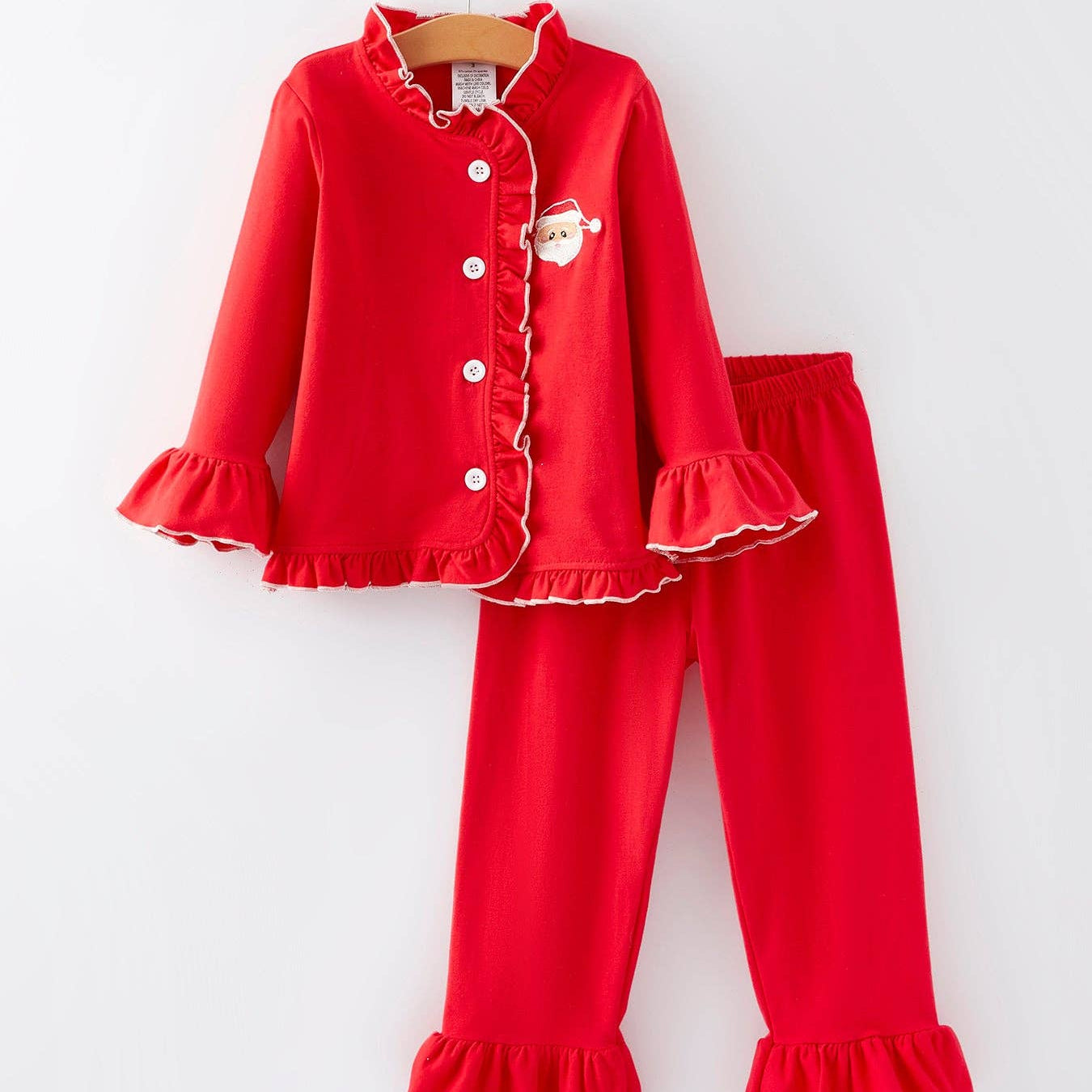 Rylee Faith Designs - Christmas Red Girls Embroidered Pajamas