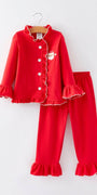 Rylee Faith Designs - Christmas Red Girls Embroidered Pajamas