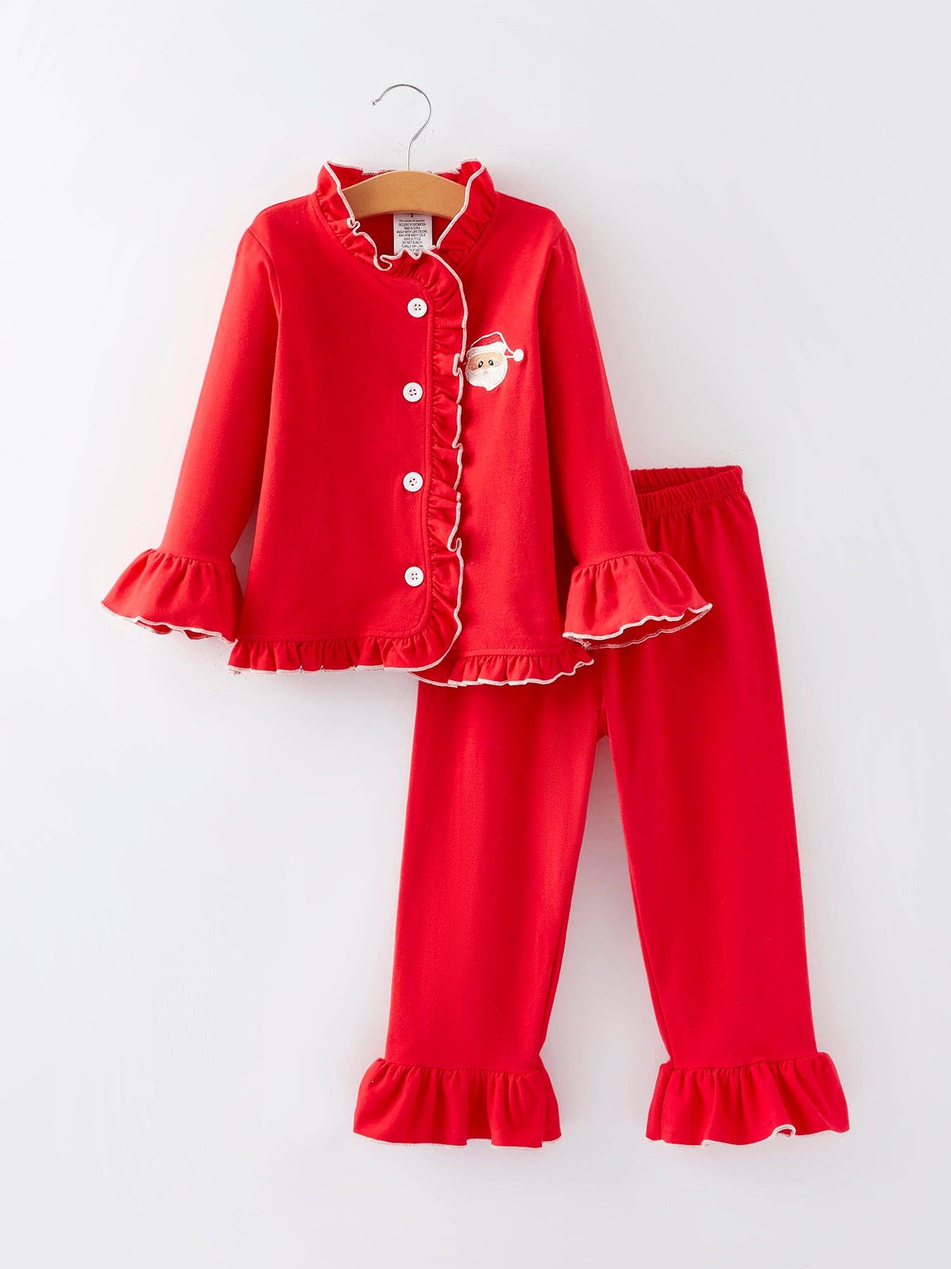 Rylee Faith Designs - Christmas Red Girls Embroidered Pajamas