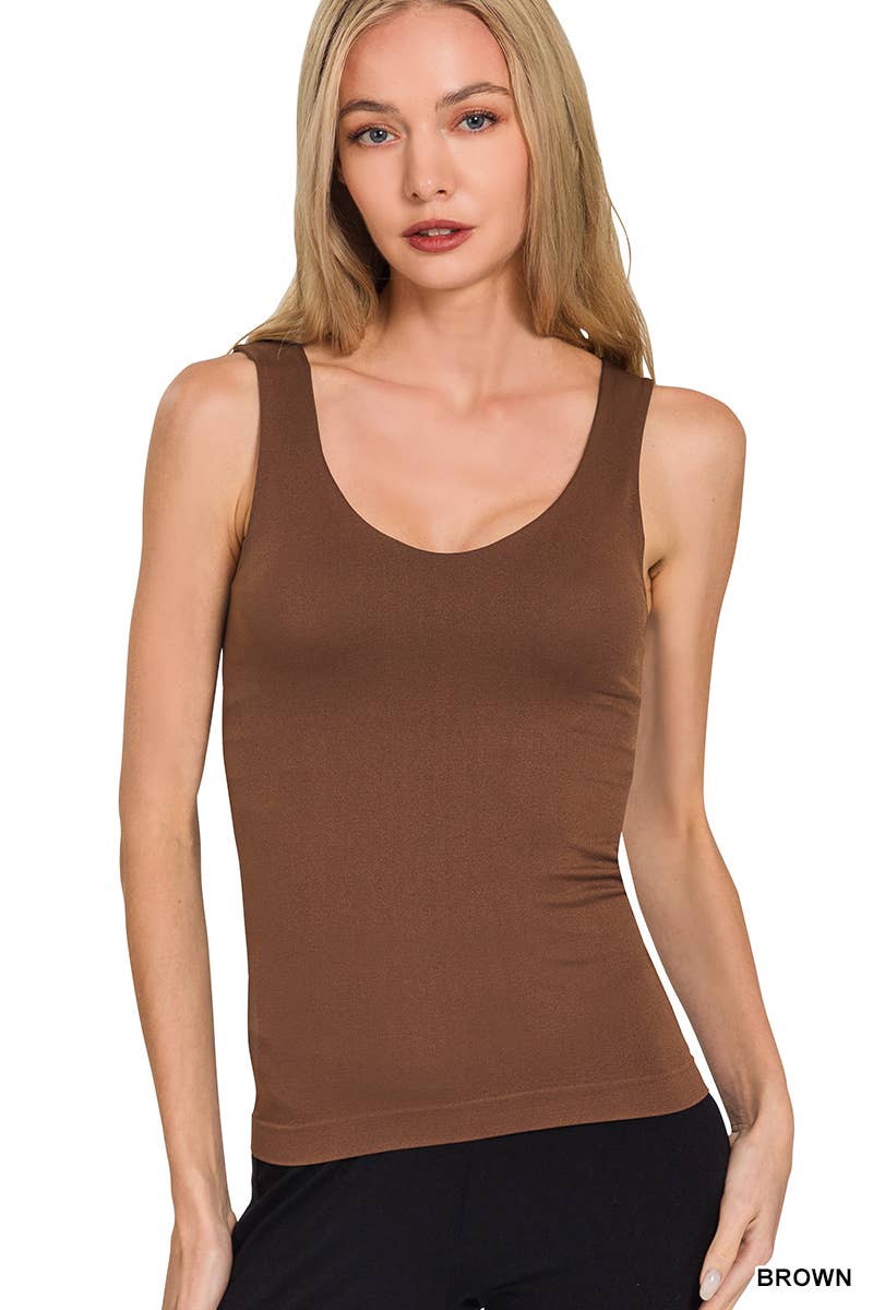 42POPS - Seamless Tank Top w/ Built-in Bra Zenana