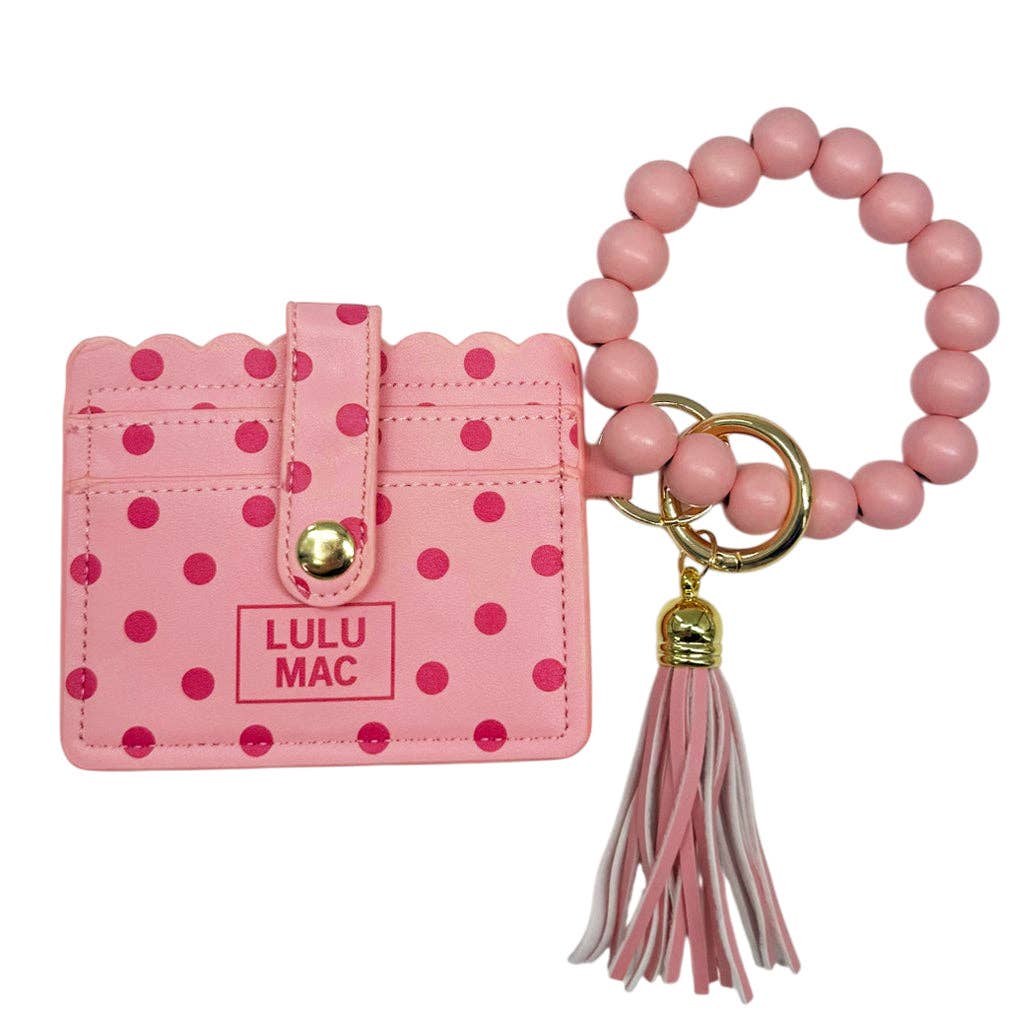 Girlie Girl Originals - LM-PD-7311 Beaded Wristlet ID Wallet Pink/Hot Pink Dot