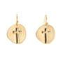 Gold earrings with cross designs on a white background