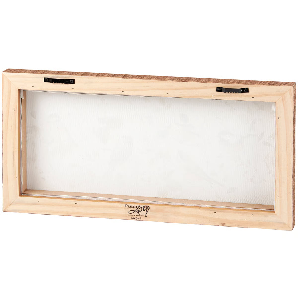 Wooden picture frame with glass on a white background