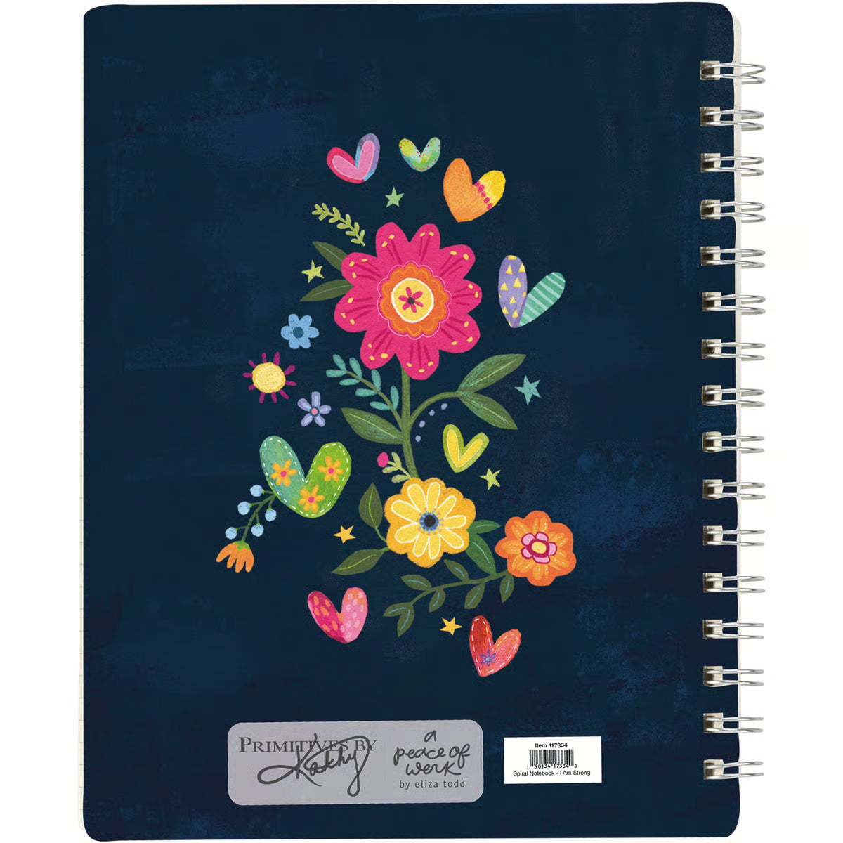Notebook with colorful floral design on a dark blue background