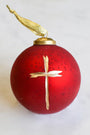 Cruix Glass Ball Ornament   Red/Gold