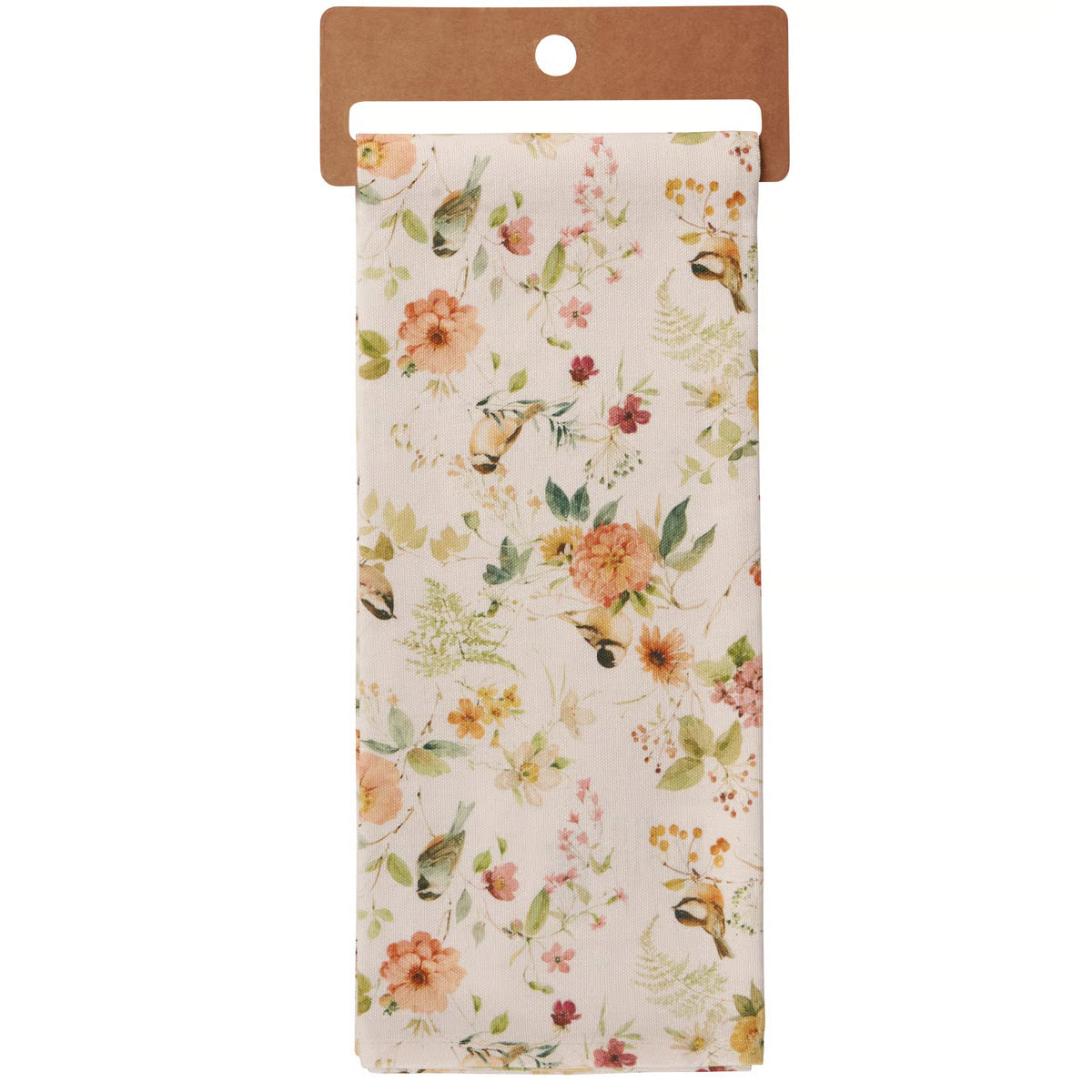 Floral patterned paper towel roll on a white background