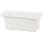 A white plastic rectangular planter box shown against a plain white background.