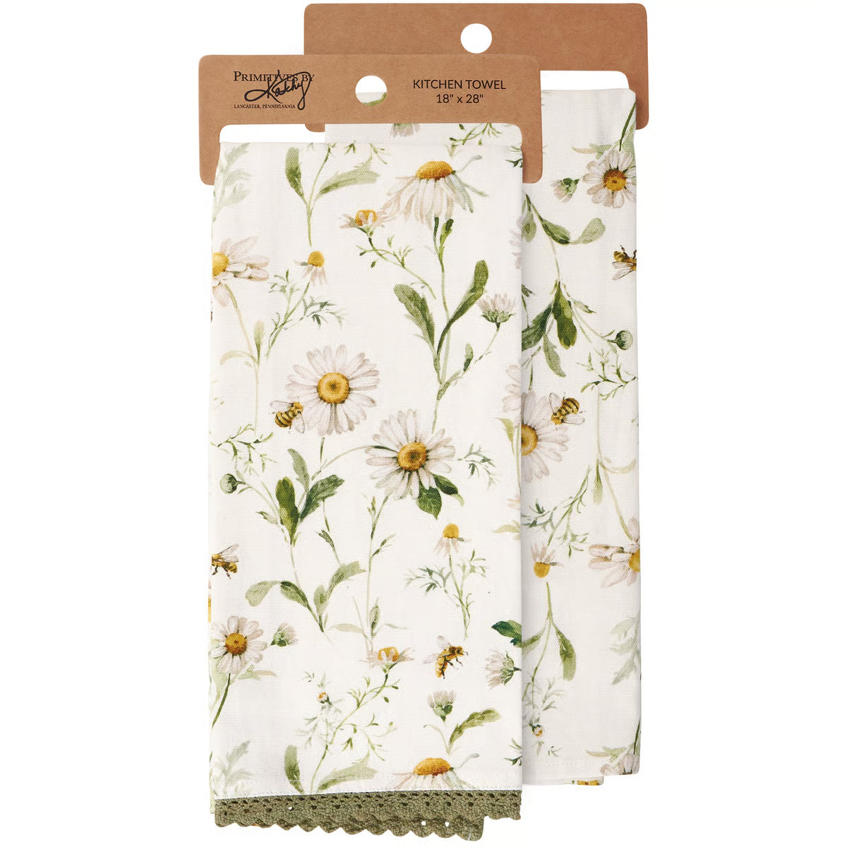 Kitchen towel with floral pattern on a white background