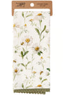 Kitchen towel with floral design and bee pattern on a white background