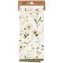 Kitchen towel with floral design and bee pattern on a white background