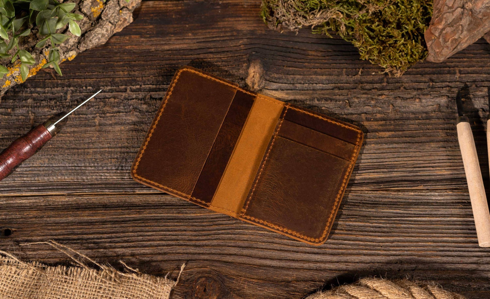 American Leather Goods - Genuine Leather Wallet, Handmade Wallet