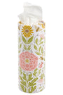 Tissue holder with floral design on a white background