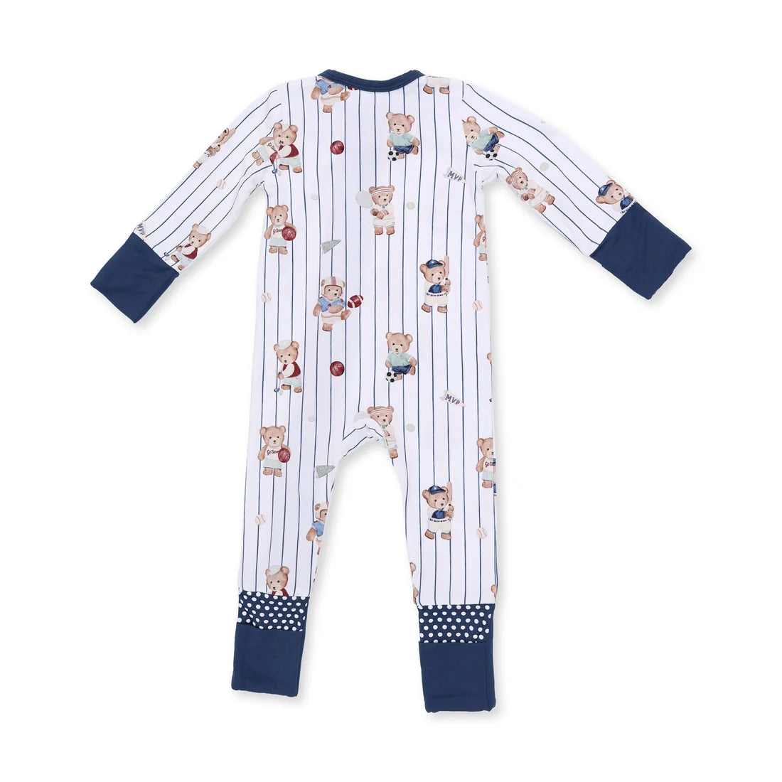 Children's onesie with teddy bear pattern on a white background