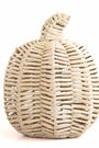 Woven basket with a lid on a white background
