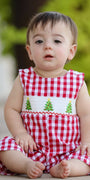 Rylee Faith Designs - Christmas Tree Smocking Embroidered Boys Romper
