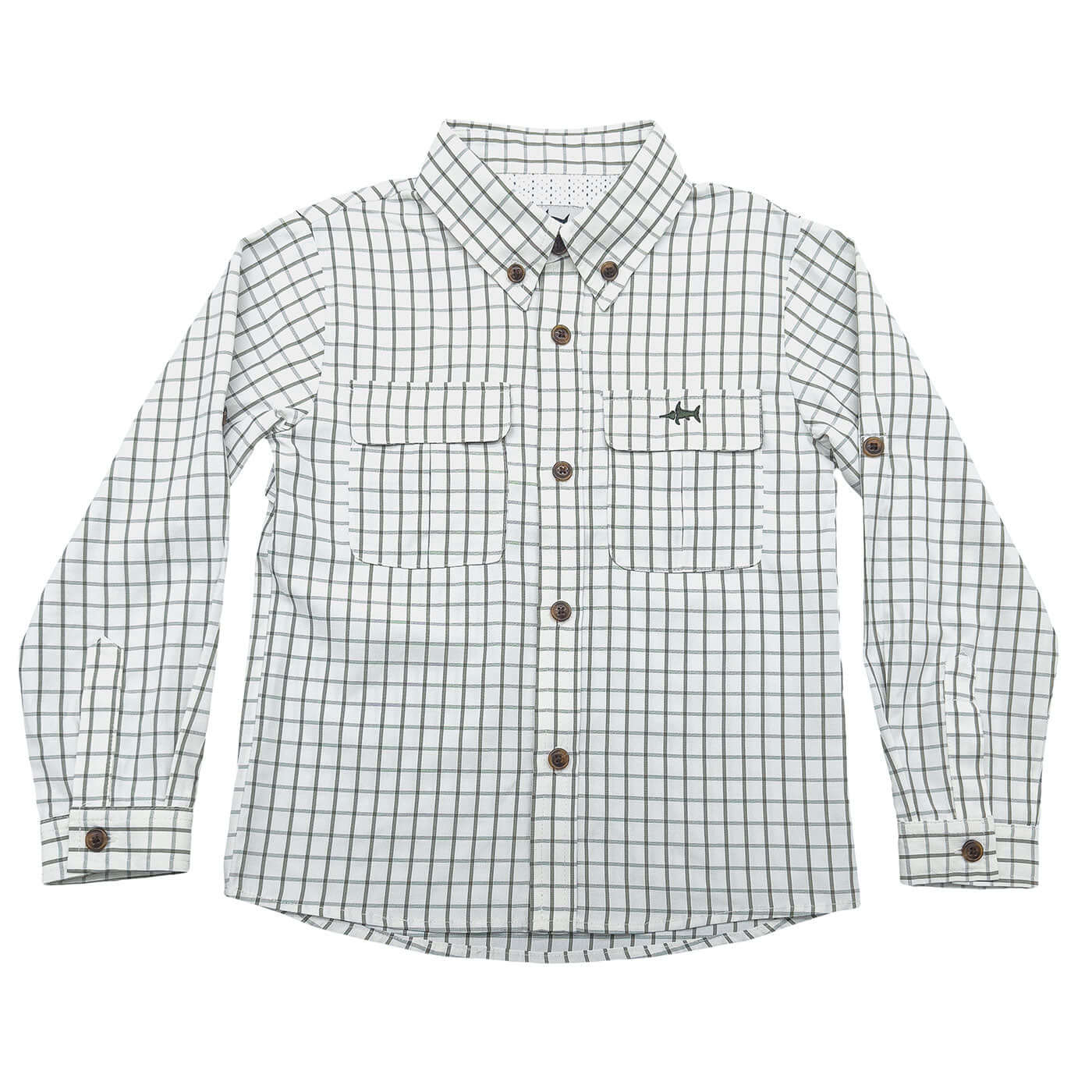 Saltwater Boys Company - Flagler Boys Fishing Shirt Olive & White Plaid