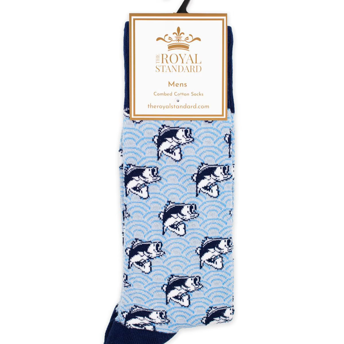 Men's I'd Rather be Fishing Socks   Navy/Aqua/White