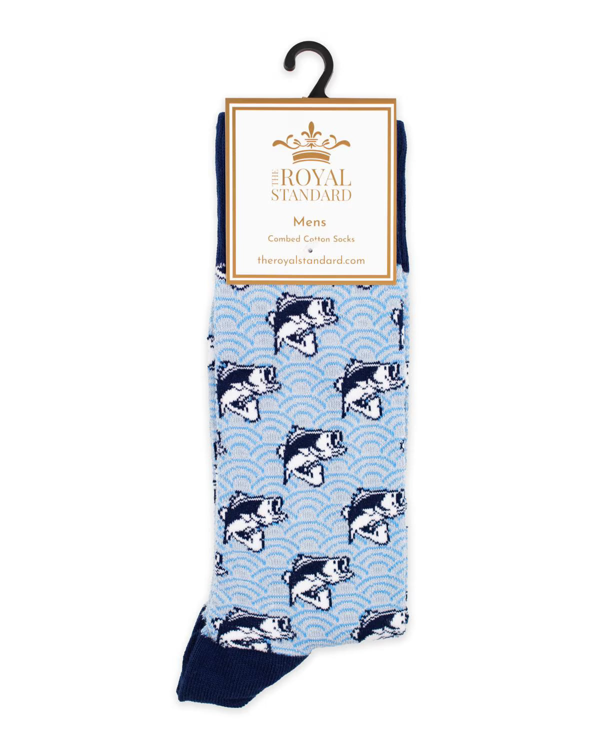 Men's I'd Rather be Fishing Socks   Navy/Aqua/White