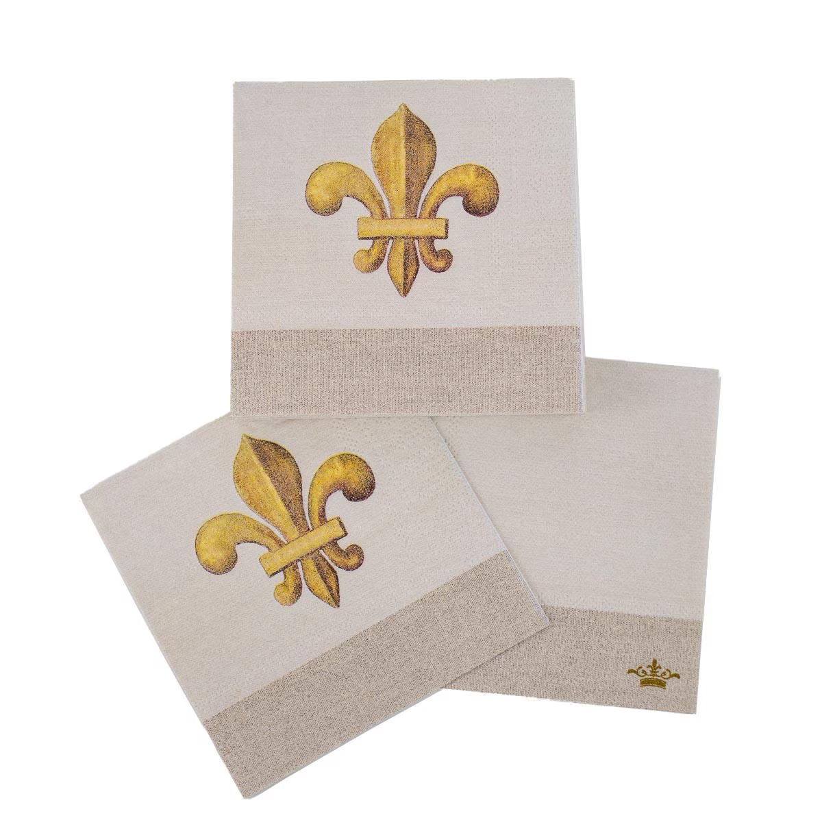 Two greeting cards with gold fleur-de-lis design on a white background