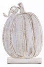 Decorative white pumpkin on a white background