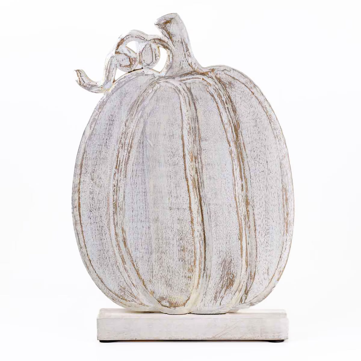 Decorative white pumpkin on a white background