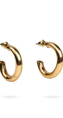 Gold hoop earrings on a white background