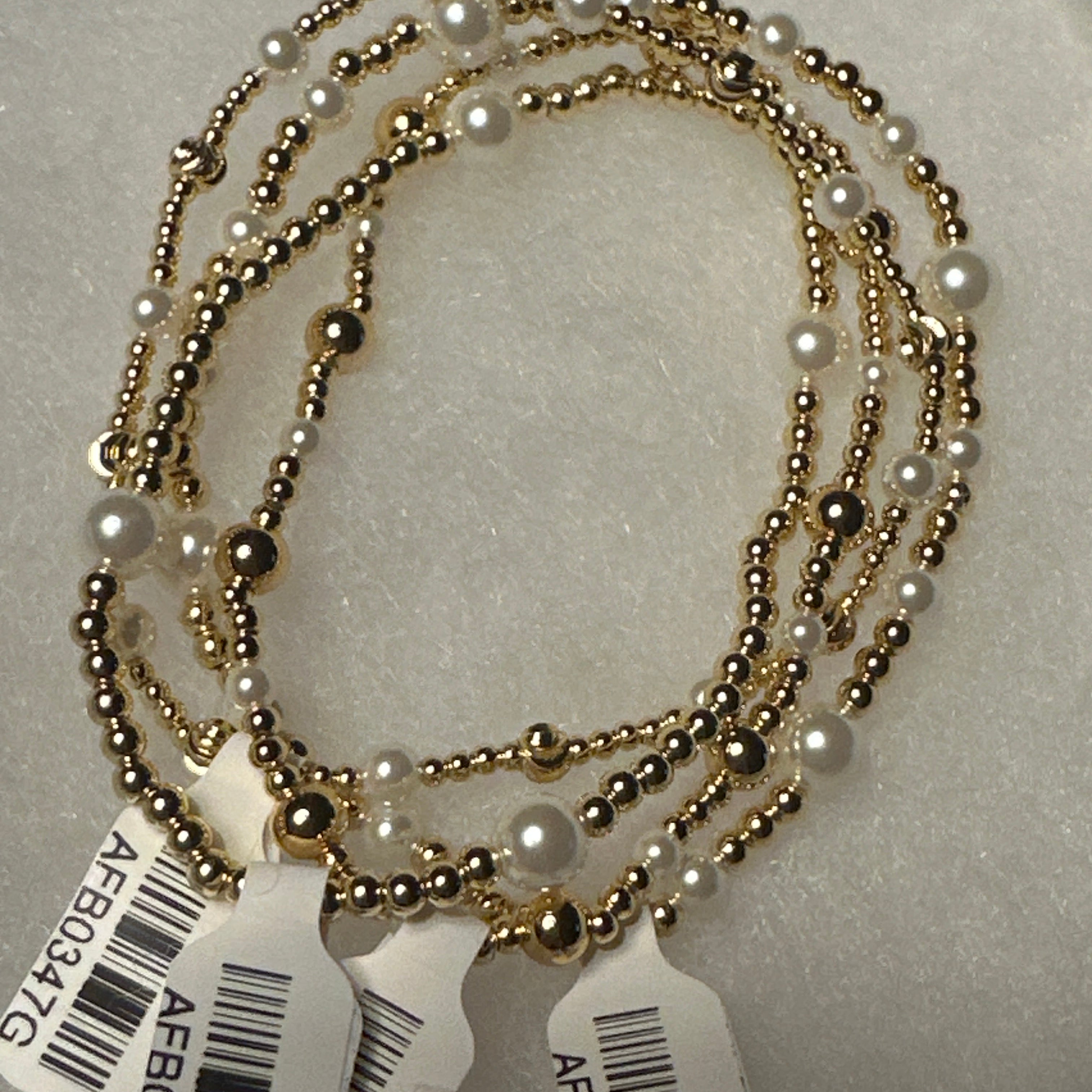Gold & Pearl Stack Bracelets x 4- 6.5 inch