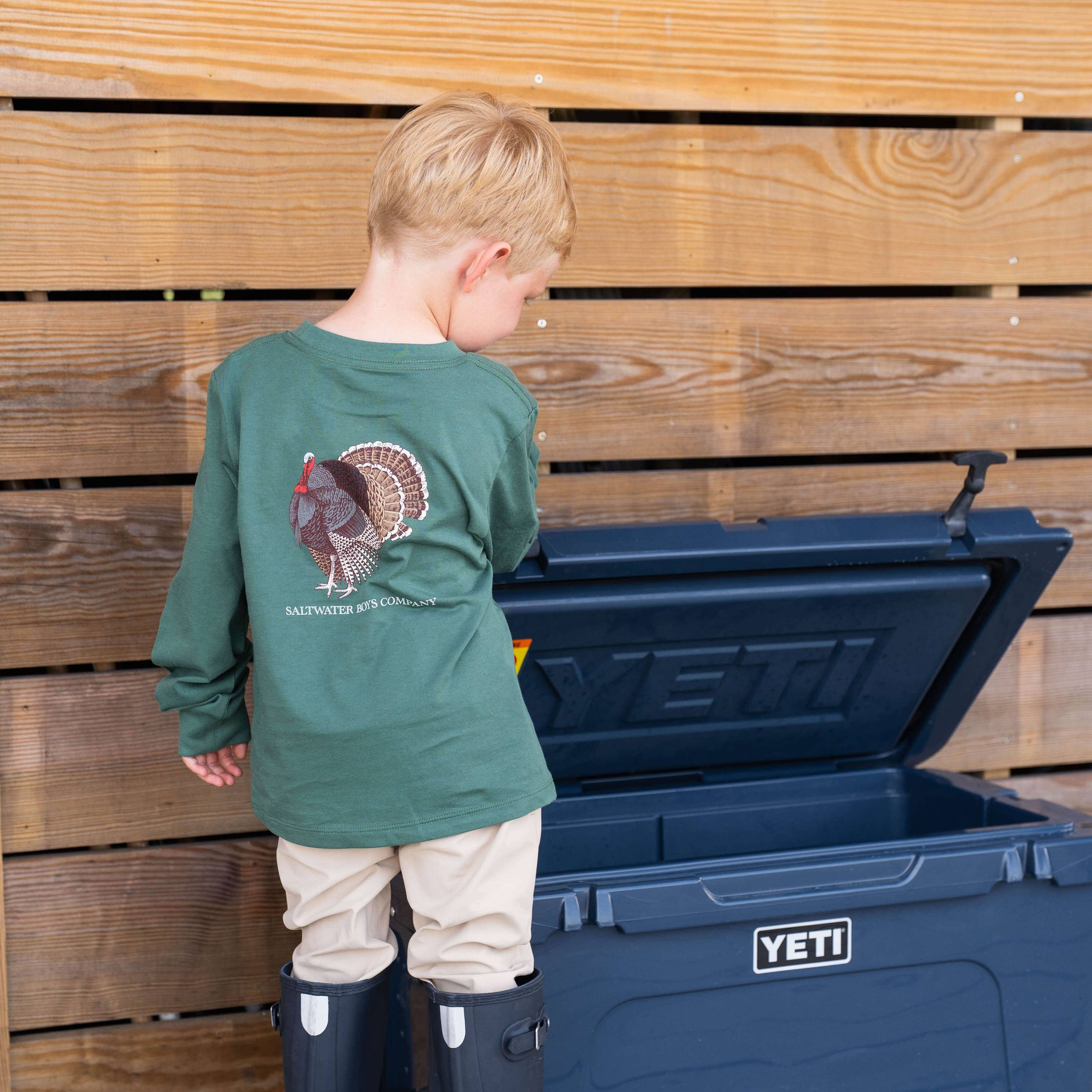 Saltwater Boys Company - Turkey Boys Graphic Tee LS Green