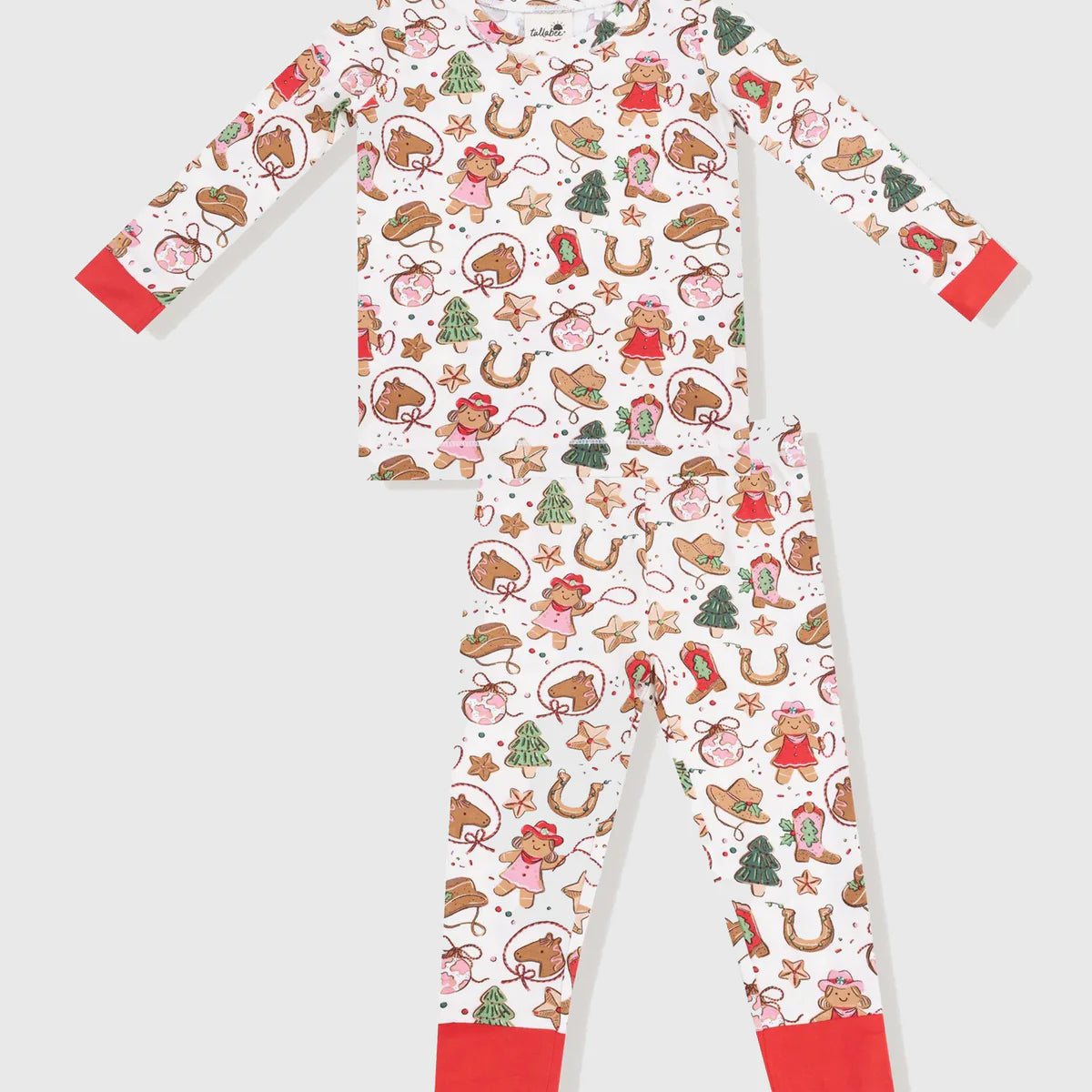 Children's 2 piece set with Christmas-themed pattern on a white background