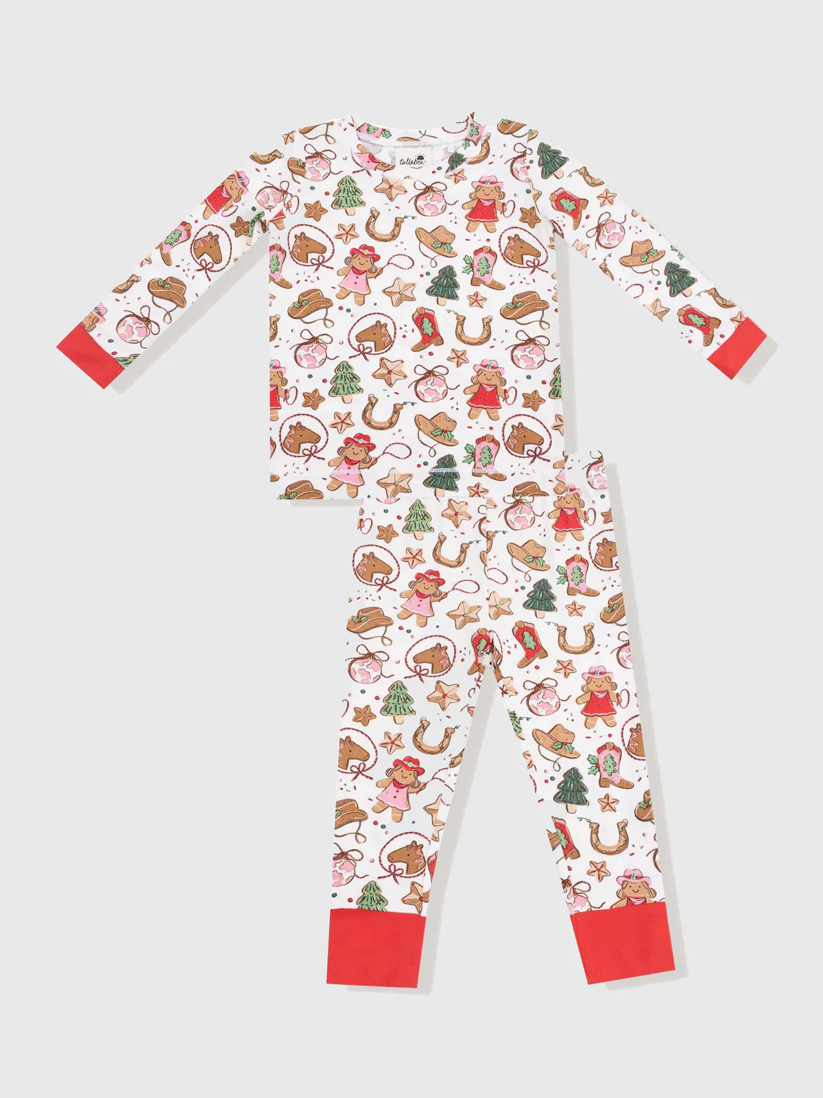 Children's 2 piece set with Christmas-themed pattern on a white background