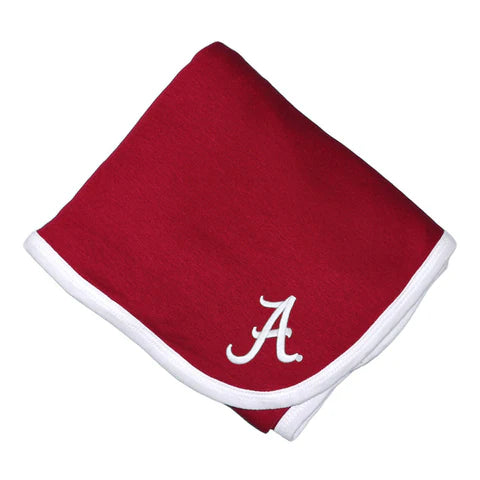 Red blanket with a white 'A' logo on a white background