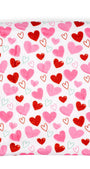 Blanket with red and pink heart pattern on a white background
