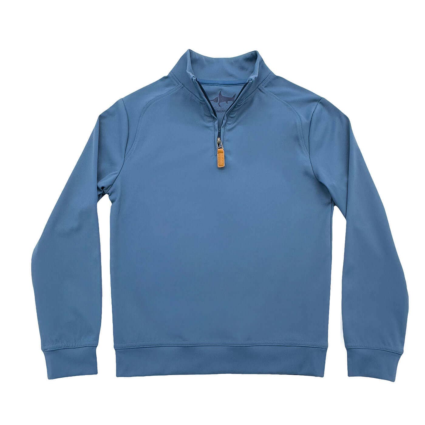Blue pullover with a zipper on a white background