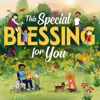 Book cover of 'This Special Blessing for You' with children in a garden setting.