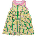 Girls dress with pink collar and lemon pattern