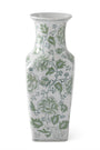 14 inch Green & White Floral Ceramic Vase