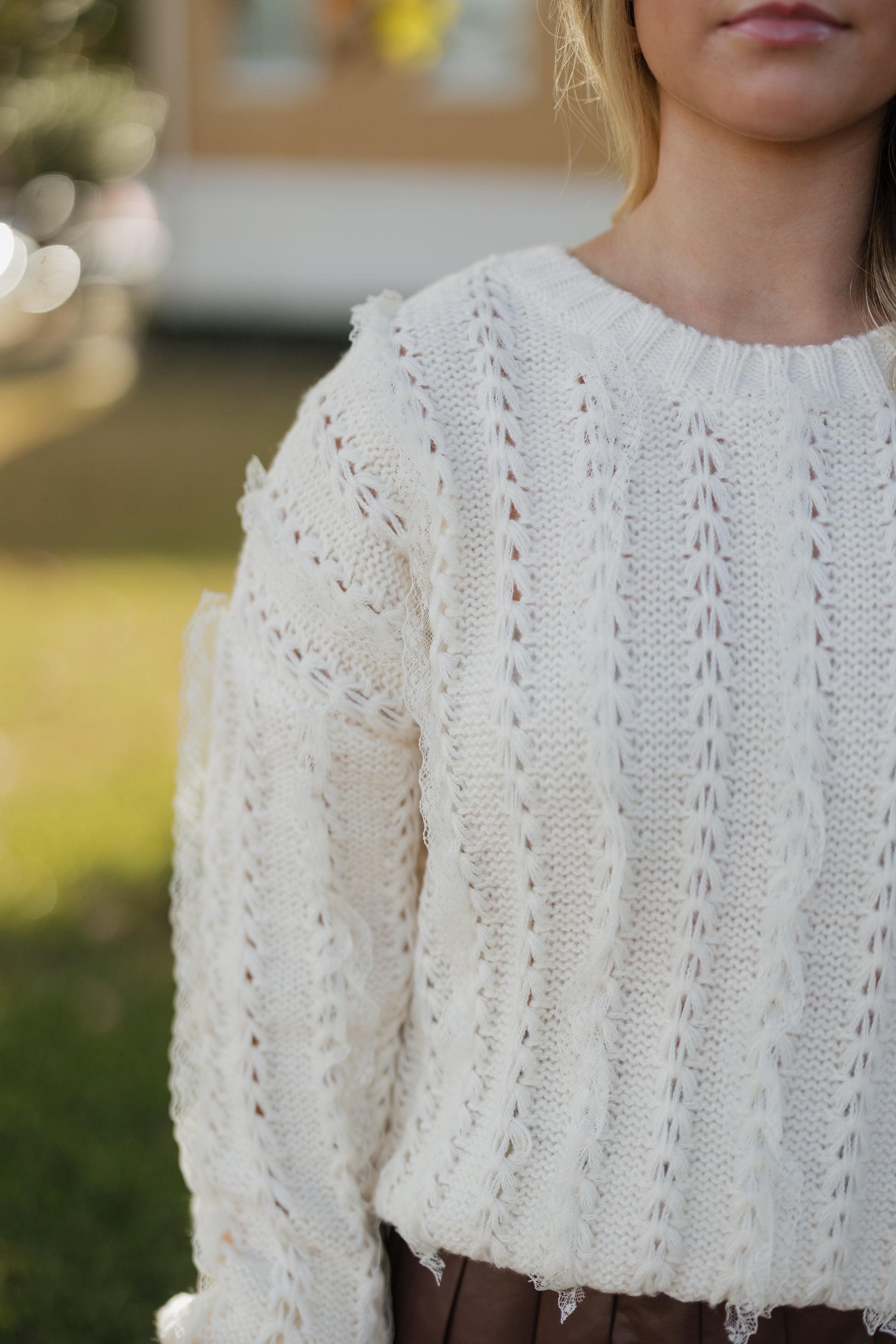 Klesis - IT4439 LACE TRIM DETAILED SWEATER KNIT TOP