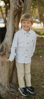 Saltwater Boys Company - Flagler Boys Fishing Shirt Olive & White Plaid