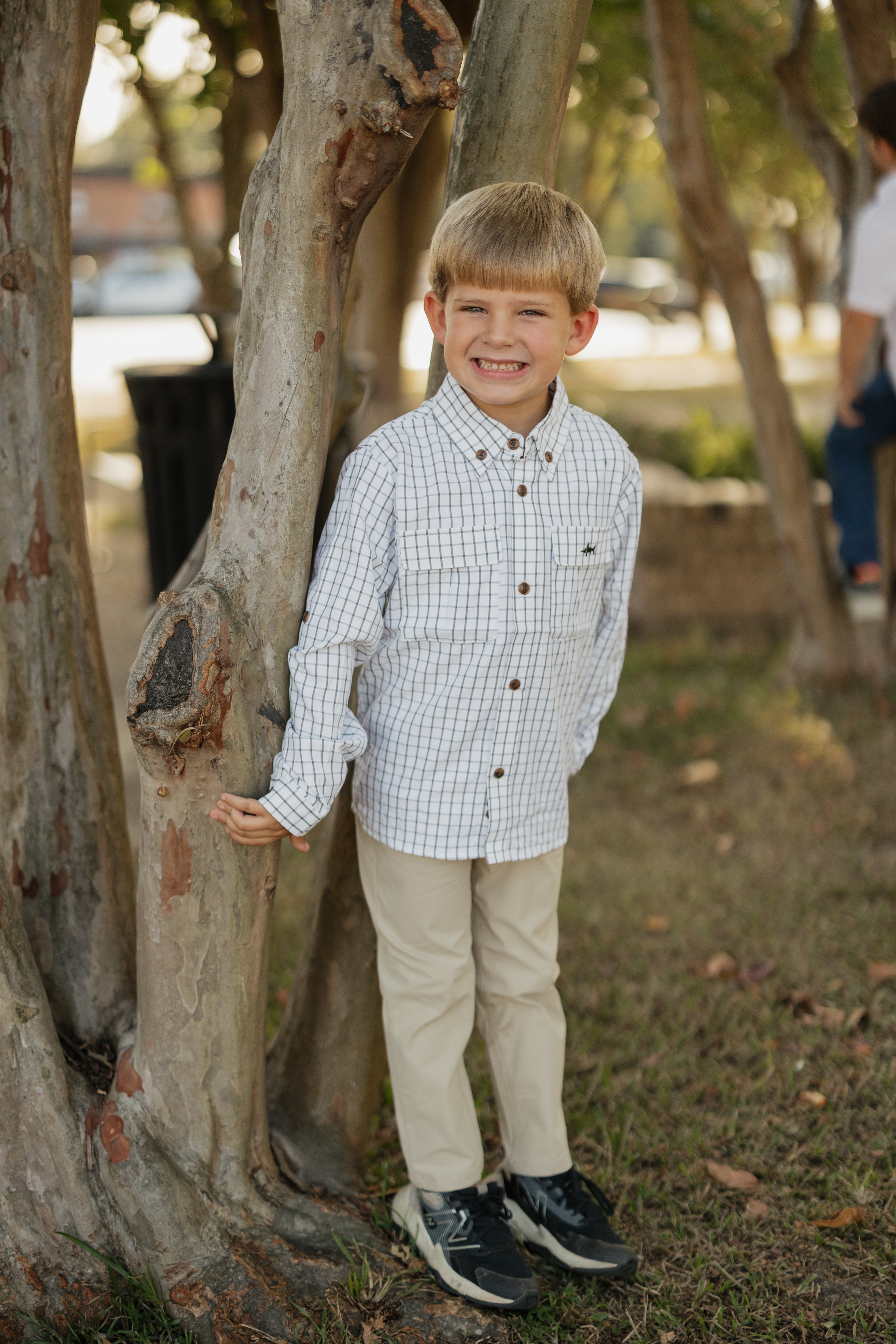 Saltwater Boys Company - Flagler Boys Fishing Shirt Olive & White Plaid