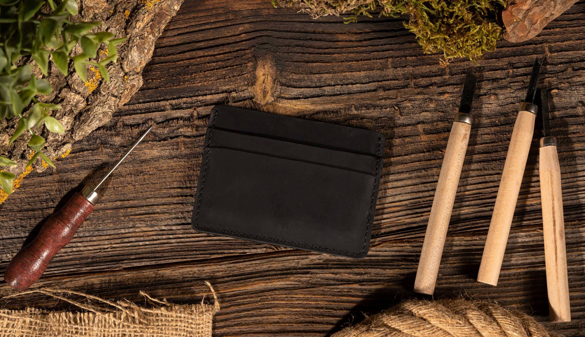 American Leather Goods - Leather Card Holder Wallet, Handmade Wallet for Men