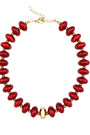 Maroon chunky beaded necklace with gold accents and clasp